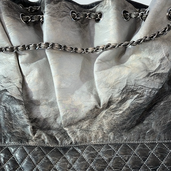 Authentic Chanel Melrose Degrade Cabas Gray Ombre Drawstring Chain XL Tote Bag - Picture 13 of 16